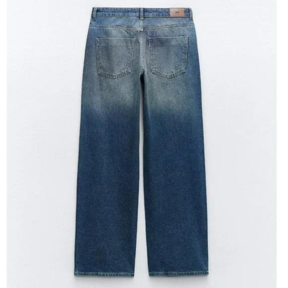 ZARA Z1975 MID WAIST WIDE LEG RHINESTONE JEANS - Picture 5 of 5